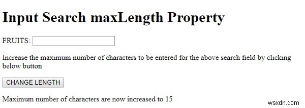 อินพุต HTML DOM ค้นหาคุณสมบัติความยาวสูงสุด 