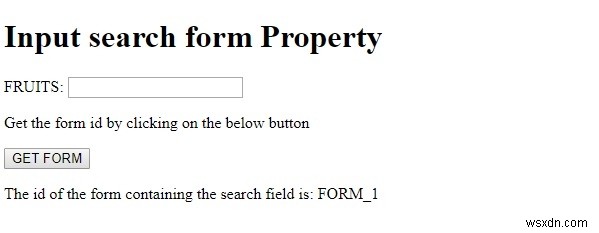 แบบฟอร์มการค้นหาอินพุต HTML DOM คุณสมบัติ 