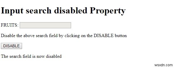 ปิดใช้งานการค้นหาอินพุต HTML DOM พร็อพเพอร์ตี้ 