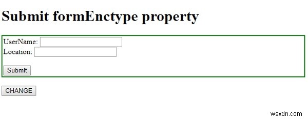 HTML DOM Input ส่งแบบฟอร์ม Enctype คุณสมบัติ 