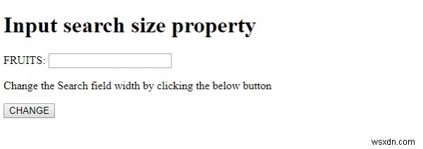 คุณสมบัติขนาดการค้นหาอินพุต HTML DOM 