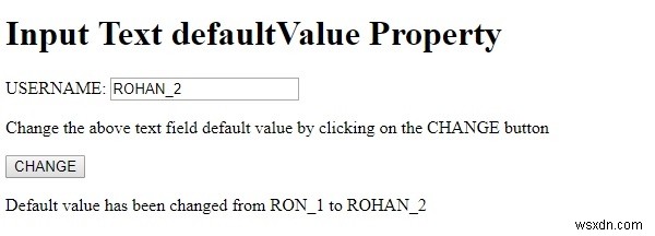 HTML DOM อินพุตข้อความ defaultValue คุณสมบัติ 