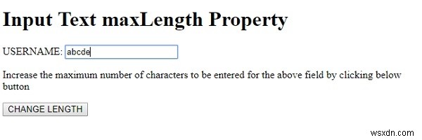 HTML DOM อินพุตข้อความ maxLength คุณสมบัติ 