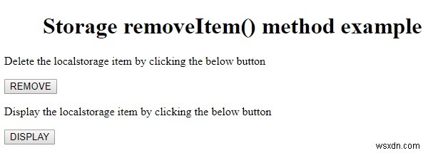 HTML DOM Storage removeItem() method 