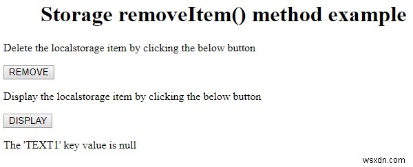HTML DOM Storage removeItem() method 