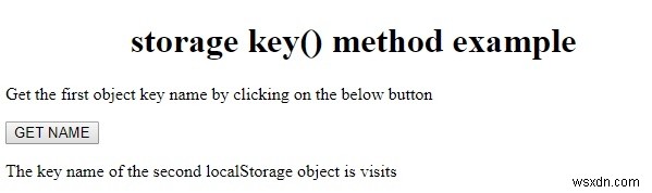 HTML DOM Storage key() method 