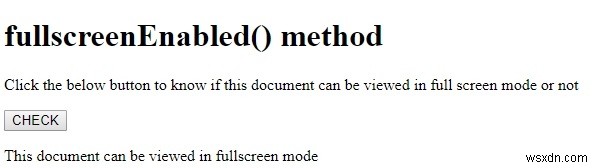 HTML DOM fullscreenEnabled() method 
