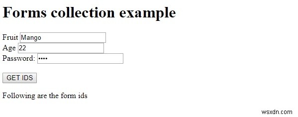 คอลเลกชันแบบฟอร์ม HTML DOM 