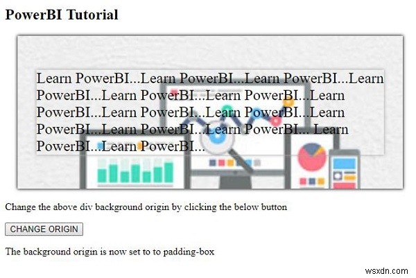 พื้นหลังสไตล์ HTML DOM คุณสมบัติแหล่งกำเนิด 