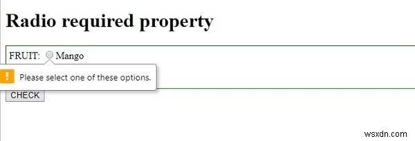 HTML DOM Input Radio คุณสมบัติที่จำเป็น 