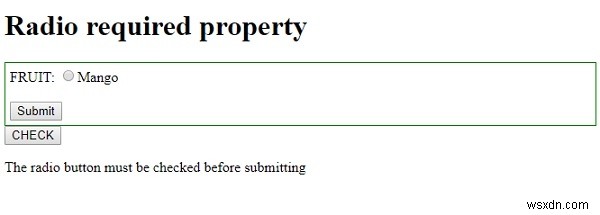 HTML DOM Input Radio คุณสมบัติที่จำเป็น 