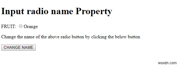อินพุต HTML DOM ชื่อวิทยุ คุณสมบัติ 
