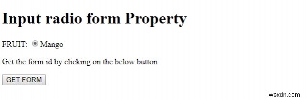 แบบฟอร์ม HTML DOM Input Radio คุณสมบัติ 