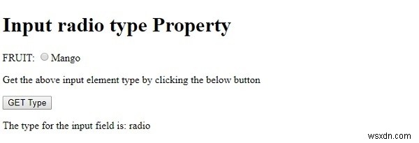 HTML DOM Input คุณสมบัติประเภทวิทยุ 