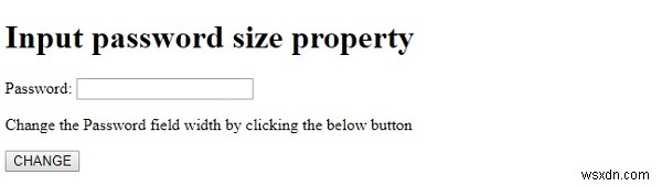คุณสมบัติขนาดรหัสผ่านอินพุต HTML DOM 