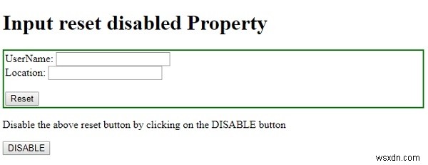 คุณสมบัติการรีเซ็ตอินพุต HTML DOM ถูกปิดใช้งาน 