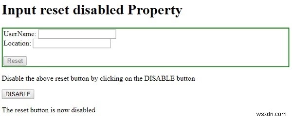 คุณสมบัติการรีเซ็ตอินพุต HTML DOM ถูกปิดใช้งาน 