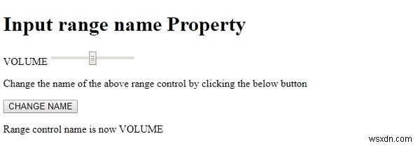 คุณสมบัติชื่อช่วงอินพุต HTML DOM 