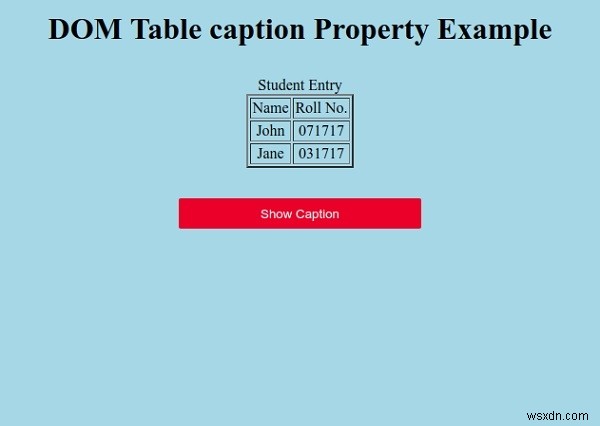 คุณสมบัติคำบรรยายตาราง HTML DOM 