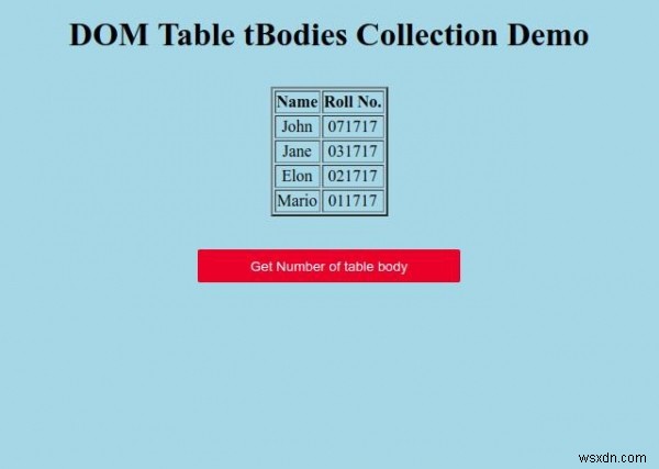 HTML DOM Table tBodies Collection 