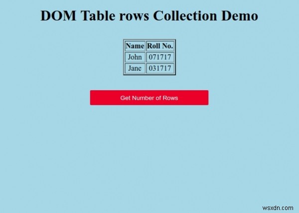 HTML DOM Table rows Collection 