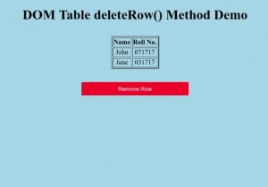 ตาราง HTML DOM deleteRow() Method 