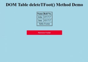 ตาราง HTML DOM deleteTFoot() เมธอด 