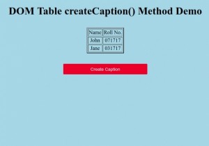 ตาราง HTML DOM createCaption () วิธีการ 