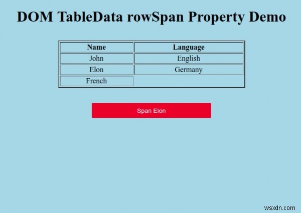 คุณสมบัติ HTML DOM TableData rowSpan 