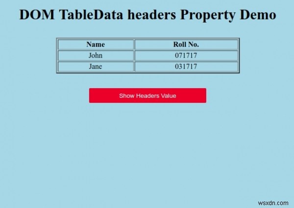 ส่วนหัว HTML DOM TableData คุณสมบัติ 