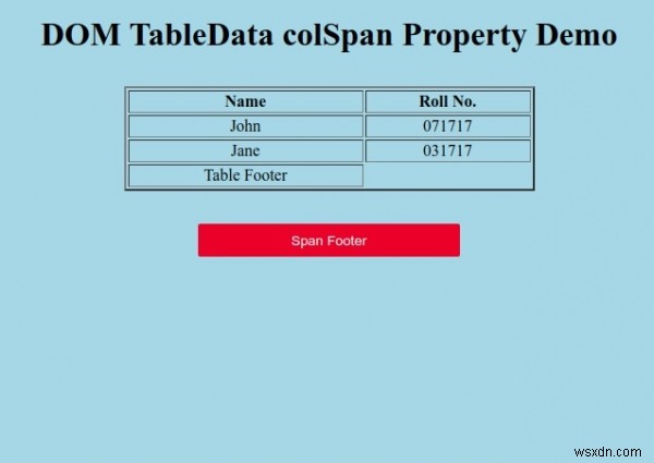 คุณสมบัติ HTML DOM TableData colSpan 