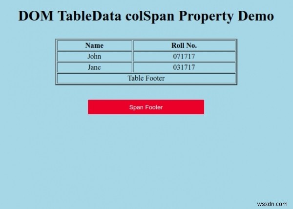 คุณสมบัติ HTML DOM TableData colSpan 