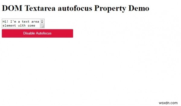 คุณสมบัติการโฟกัสอัตโนมัติ HTML DOM Textarea 