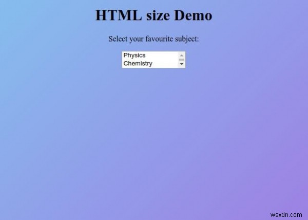 แอตทริบิวต์ขนาด HTML 