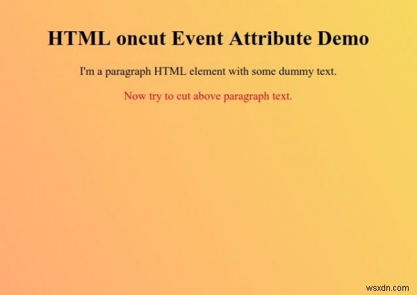 HTML oncut Event Attribute 