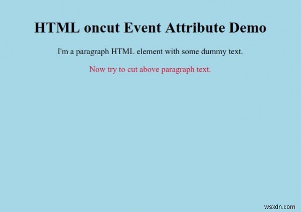 HTML oncut Event Attribute 