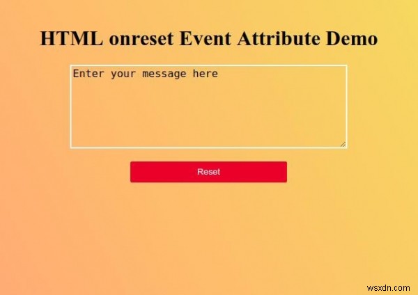 HTML onreset แอตทริบิวต์เหตุการณ์ 