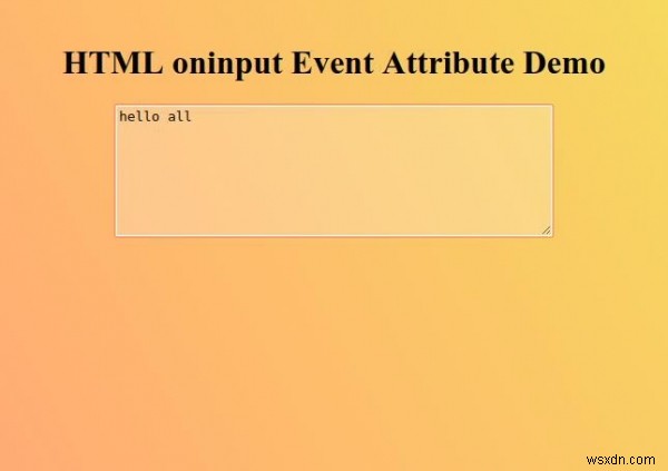 HTML oninput แอตทริบิวต์เหตุการณ์ 