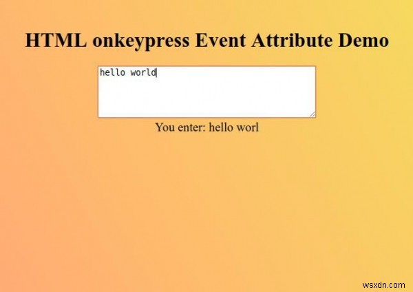 HTML onkeypress Event Attribute 