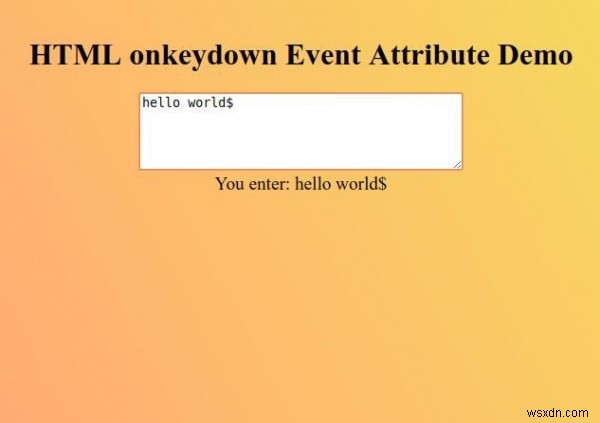 HTML onkeydown แอตทริบิวต์เหตุการณ์ 