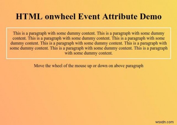 HTML onwheel Event Attribute 