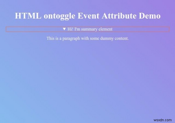 HTML onggle แอตทริบิวต์เหตุการณ์ 
