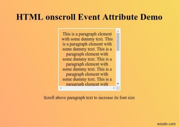 HTML onscroll คุณสมบัติเหตุการณ์ 