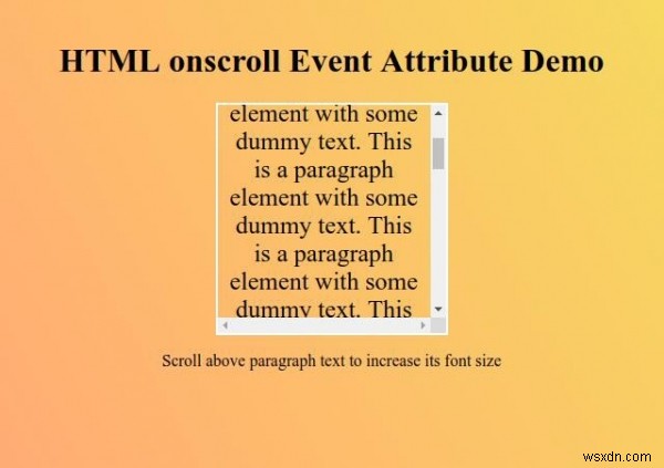 HTML onscroll คุณสมบัติเหตุการณ์ 