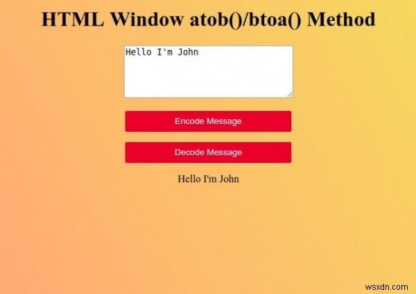 HTML หน้าต่าง atob( ) เมธอด 