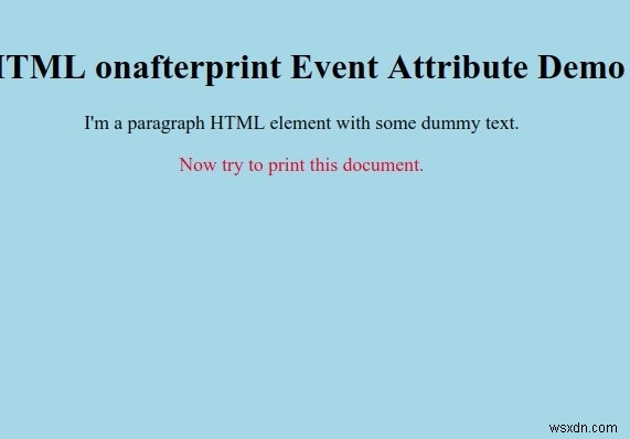 HTML on Afterprint Event Attribute 