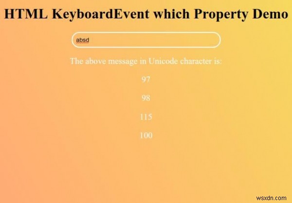 HTML KeyboardEvent ซึ่งคุณสมบัติ 