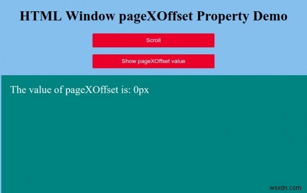 HTML Window pageXOffset Property 