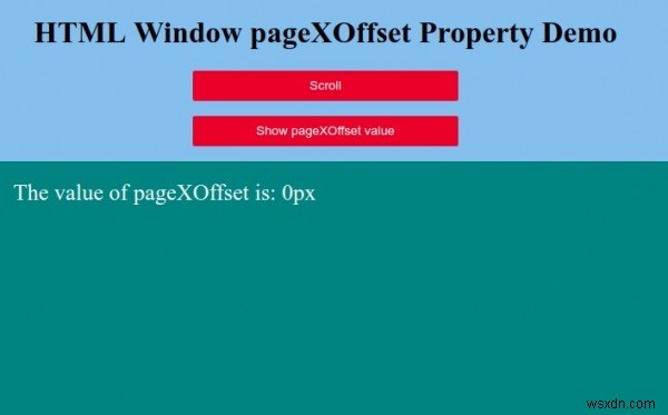 HTML Window pageXOffset Property 