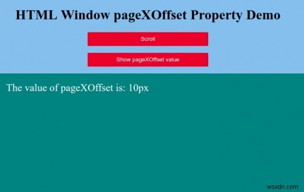 HTML Window pageXOffset Property 